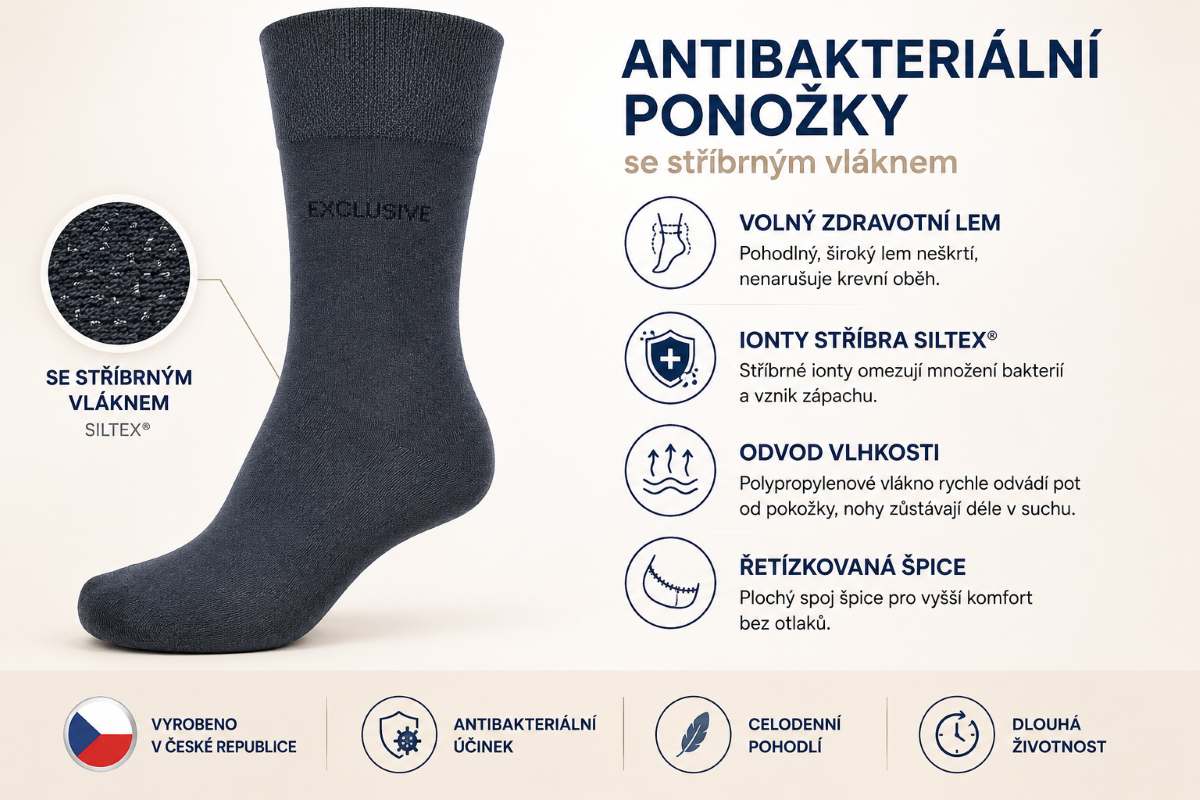 Bavlněné ponožky se stříbrným vláknem