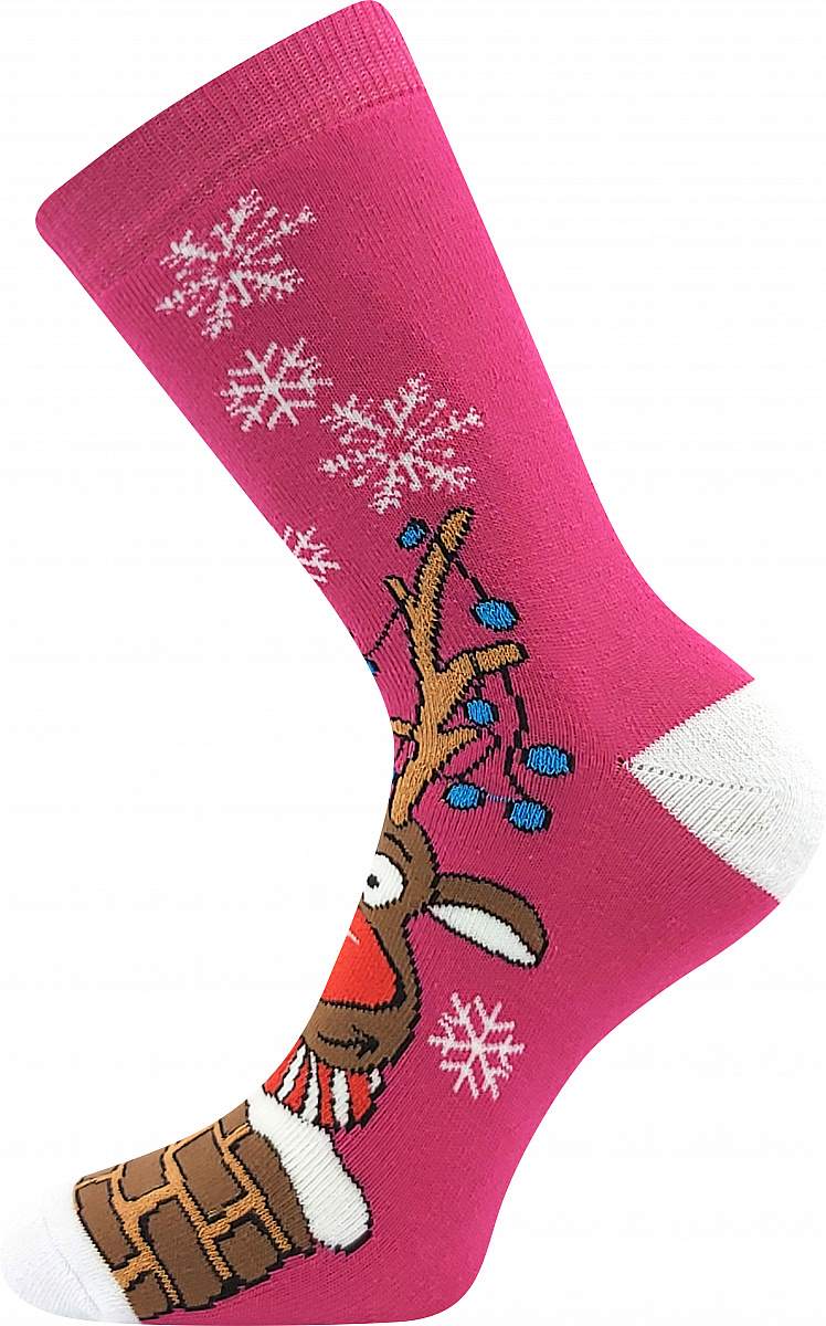 Vánoční ponožky Rudolf růžová