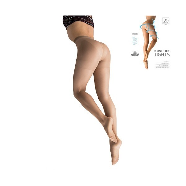 PUSH UP tights 20 DEN kompresní punčochové kalhoty XXL béžová