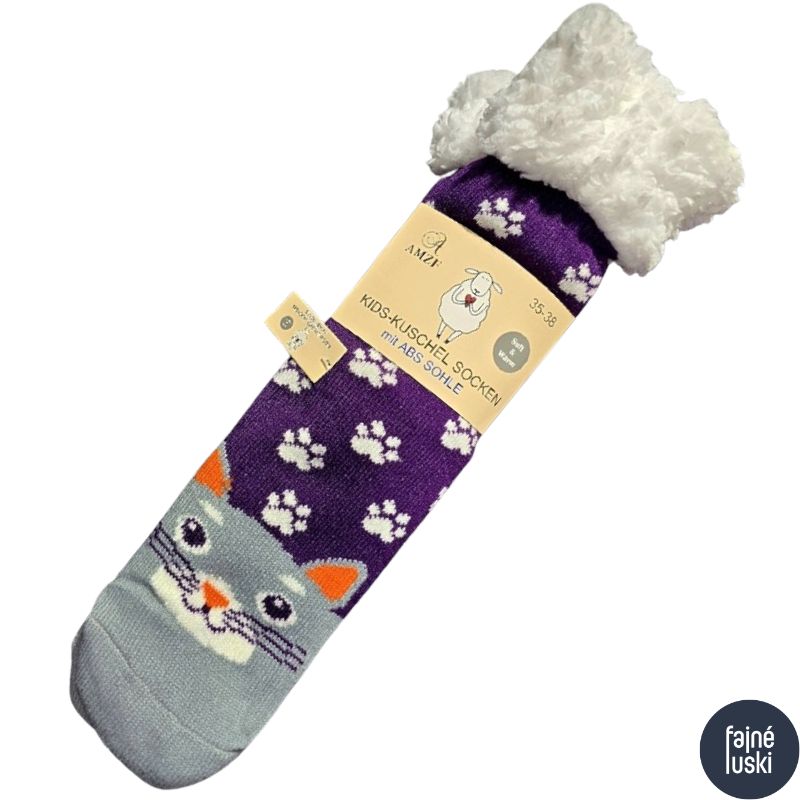 Dětské teplé protiskluzové spací ponožky na doma Vánoční  32-35 červená