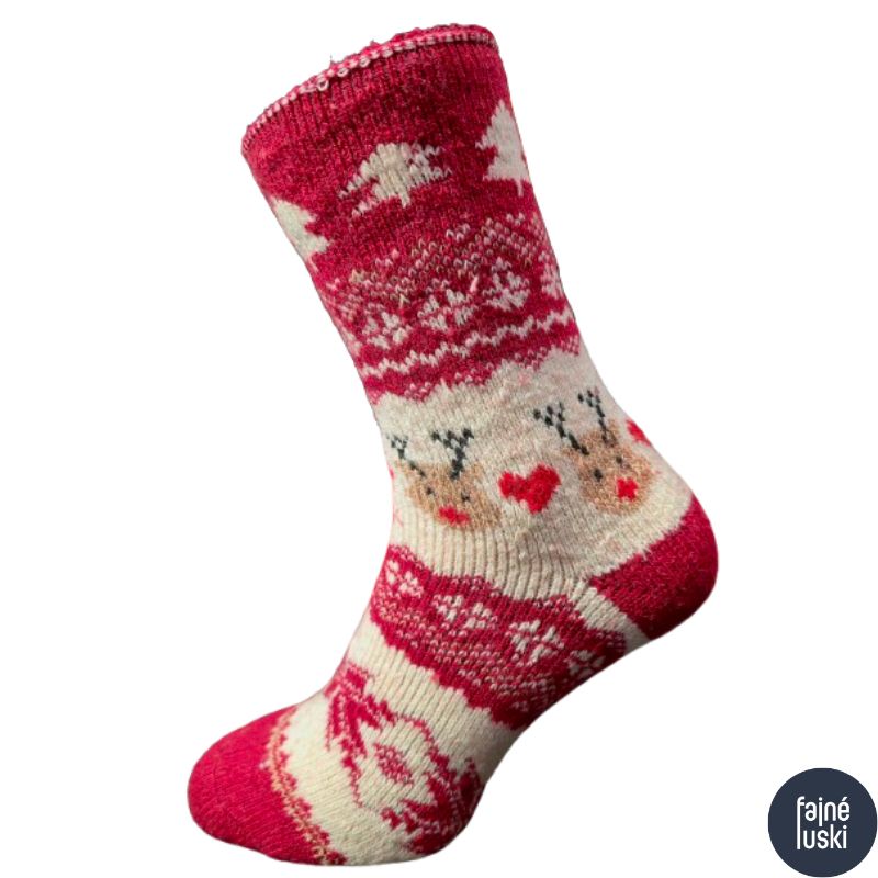 Dámské Vánoční ALPACA vlna ponožky 3páry 39-42