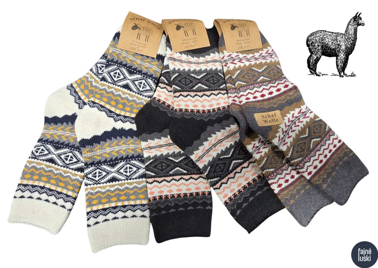 Pánské vlněné ponožky balení 3 páry 44-47 mix č.2