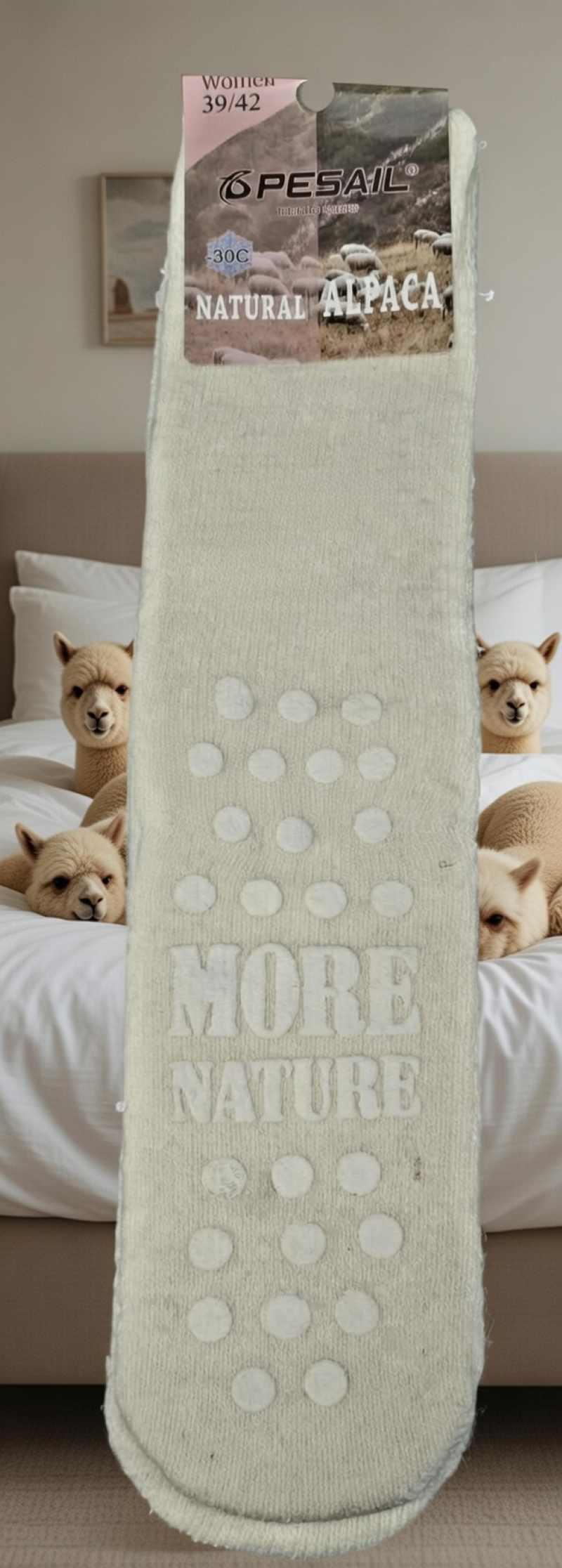 Dámské vlněné ponožky na spaní na doma protiskluzové ABS zdravotní lem 35-38 růýová