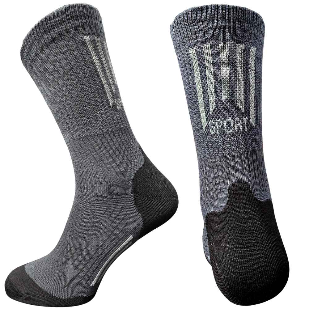 Bavlněné vysoké sportovní elastické ponožky antibakteriální A44 39-41 šedá