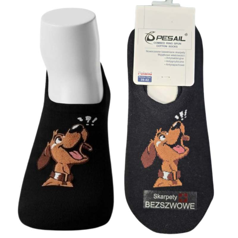 Balerínkové ponožky bezešvé se silikonovou patou Pejsek 35-38 šedá