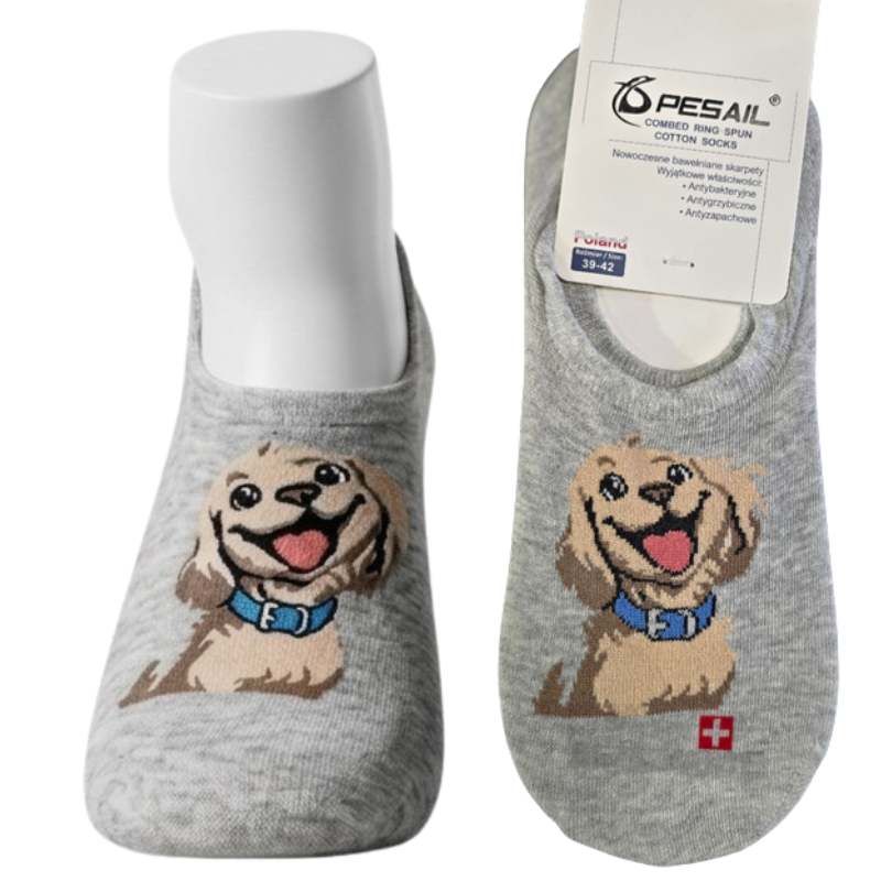 Balerínkové ponožky bezešvé se silikonovou patou Pejsek 35-38 šedá