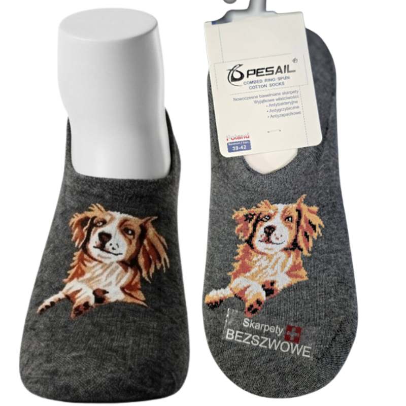 Balerínkové ponožky bezešvé se silikonovou patou Pejsek 35-38 šedá