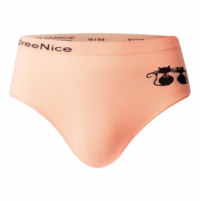 Dámské kalhotky bezešvé Greenice 6506 kočky S/M růžová