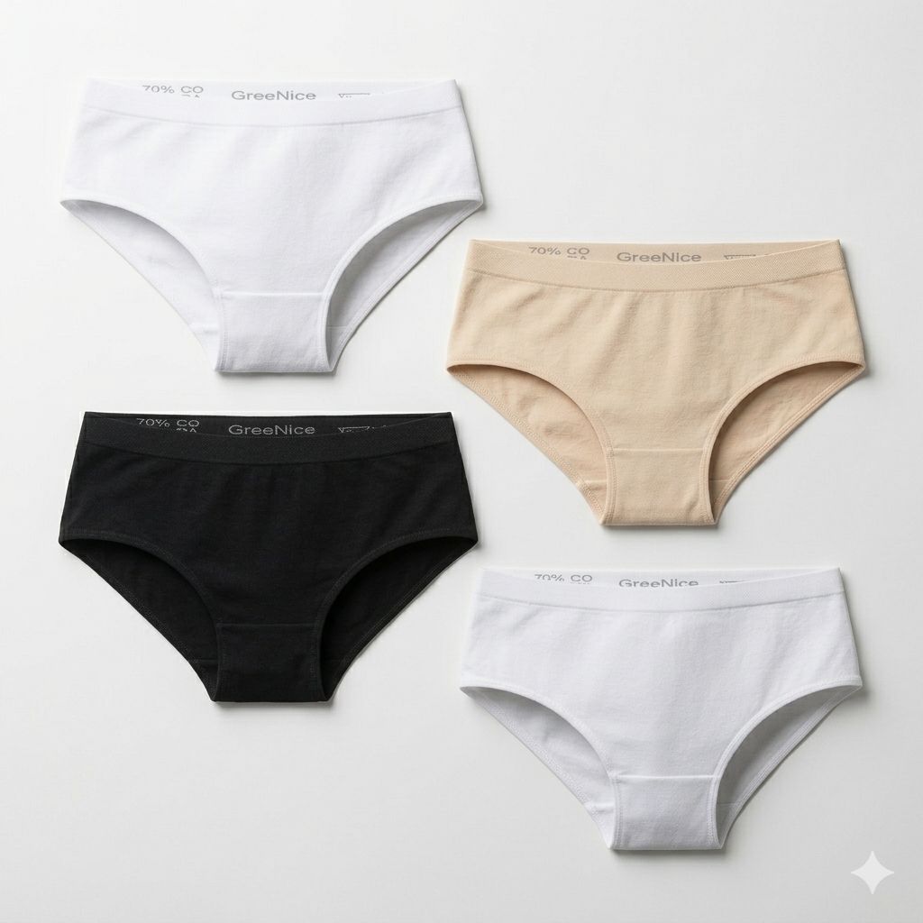 Bezešvé bavlněné elastické pohodlné kalhotky Greenice-6943 XL/XXl černá