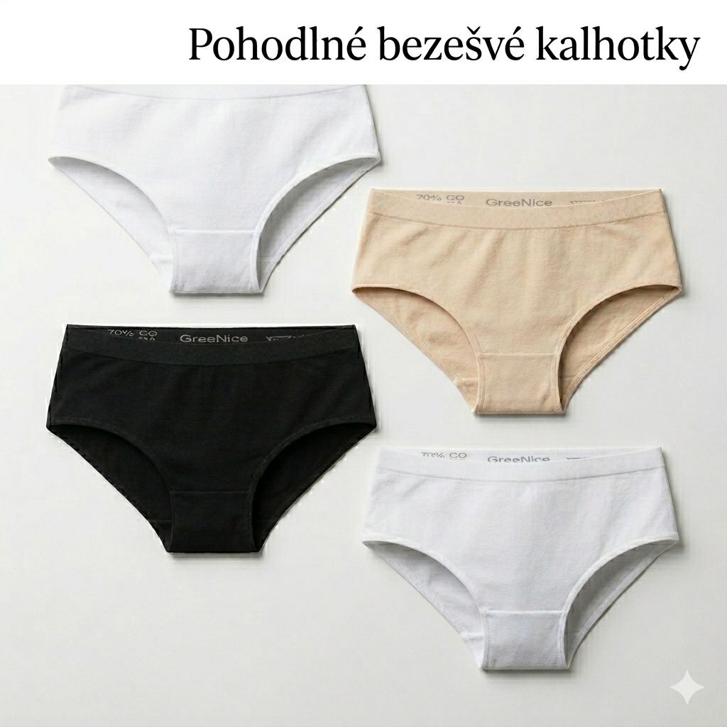 Bezešvé bavlněné elastické pohodlné kalhotky Greenice-6943