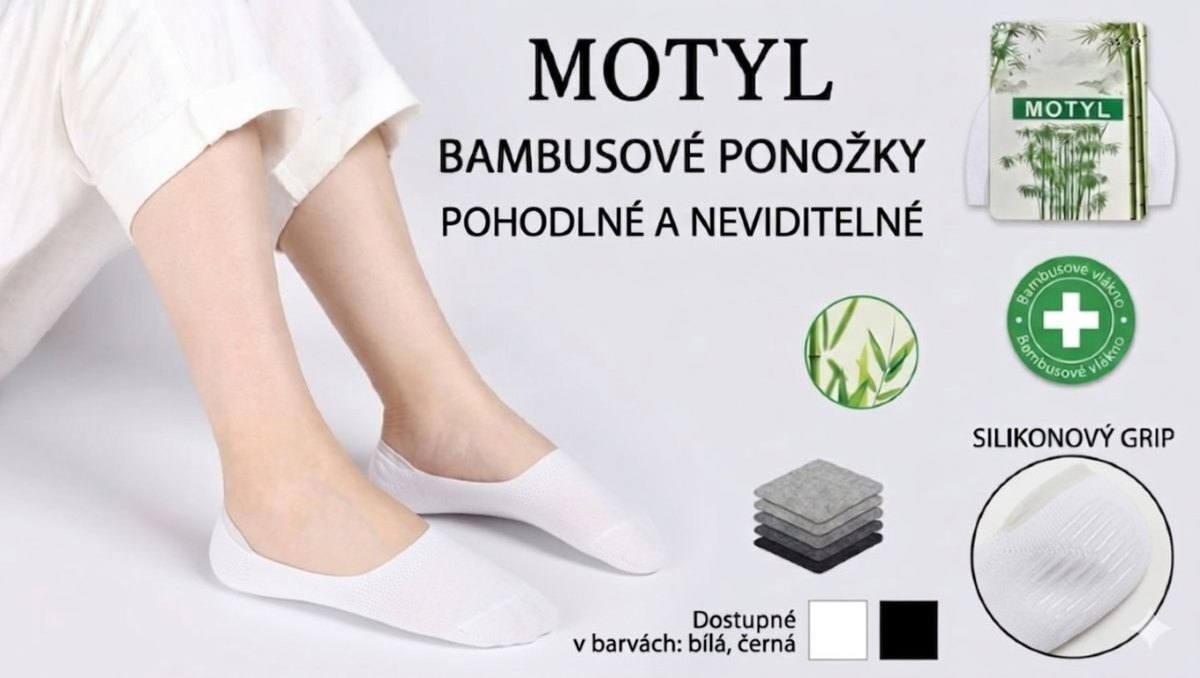 Bílé a černé ponožky do balerín - ťapky