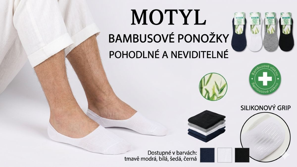 Pánské bambusové neviditelné ponožky Motýl balení 5párů 43-46