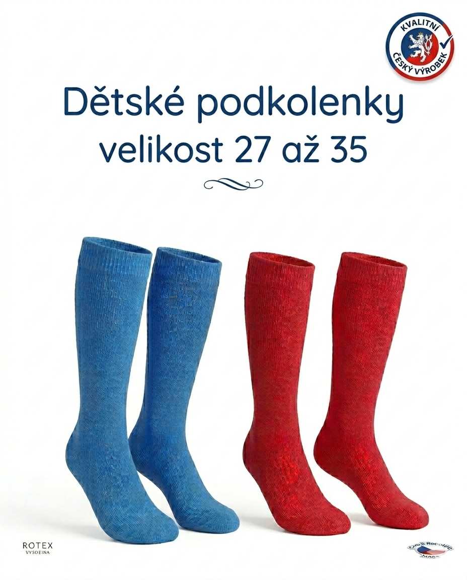 Bavlněné dětské podkolenky jednobarevné červená 33-35