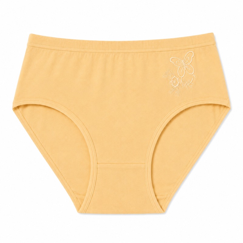 Dámské bavlněné kalhotky s výšivkou motýla YW4240 vel.XL žlutá