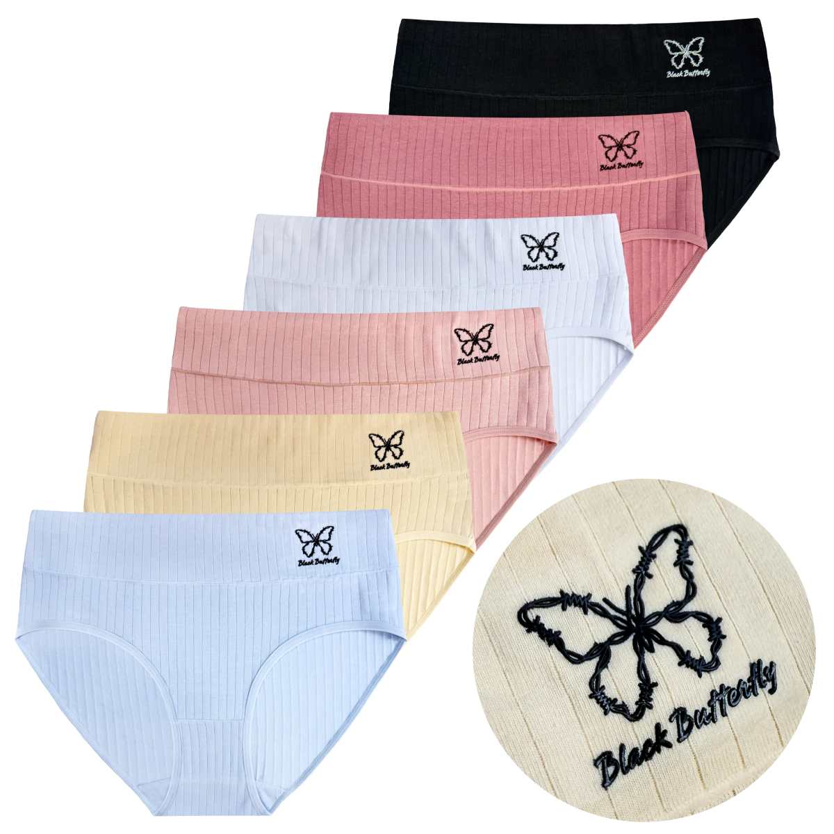 Dámské bavlněné kalhotky s vysokým pasem Butterfly CZ8066