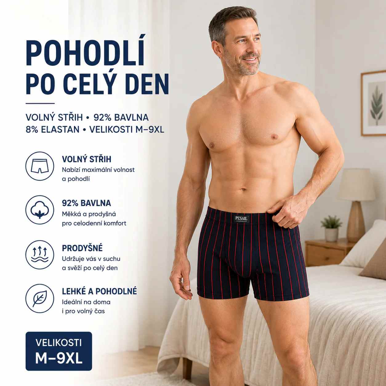 Pánské bavlněné boxerky Fannifen G55201 3XL bílá