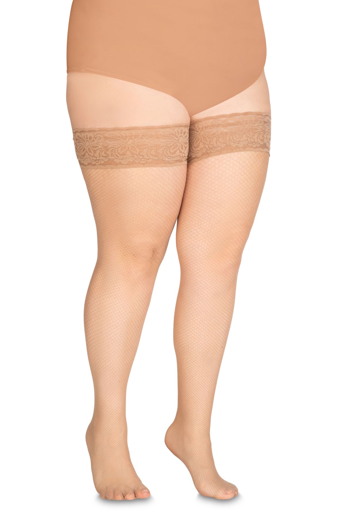 Punčochy síťované samodržící Annes Calze Rete Moda 5/6 XL/XXl Visone