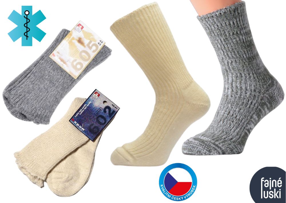 Vlněné zdravotní teplé ponožky bez gumiček