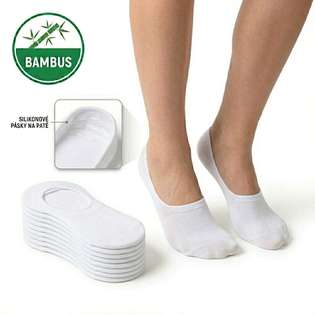 Bambusové dámské neviditelné ponožky bílé