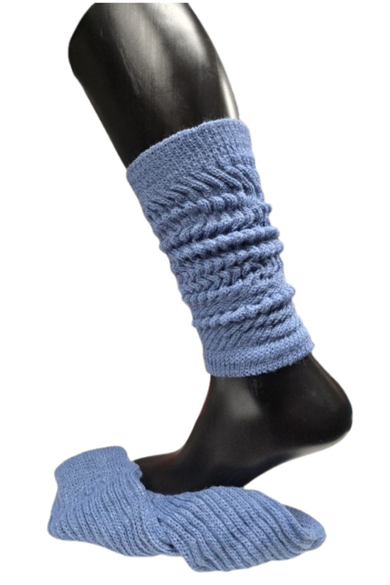 Pletené návleky na nohy modrá jeans