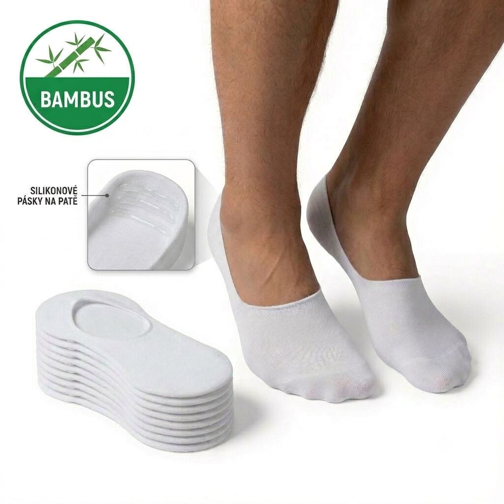 Pánské bambusové neviditelné ponožky bílé