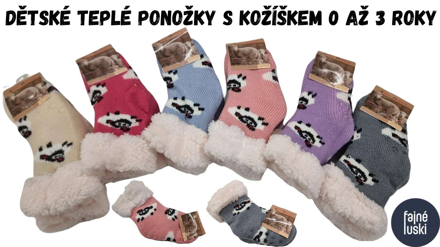 Dětské teplé ponožky s kožíškem protiskluzové ovečka