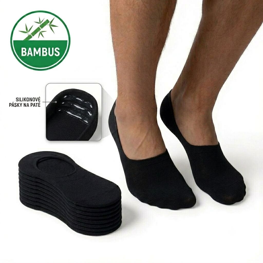 Pánské bambusové neviditelné ponožky černá
