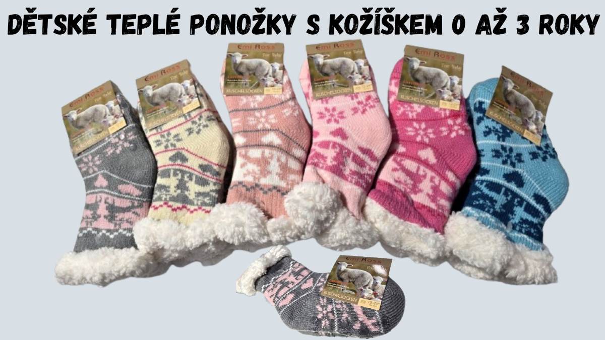 Dětské teplé ponožky s kožíškem 0 až 3 roky holka