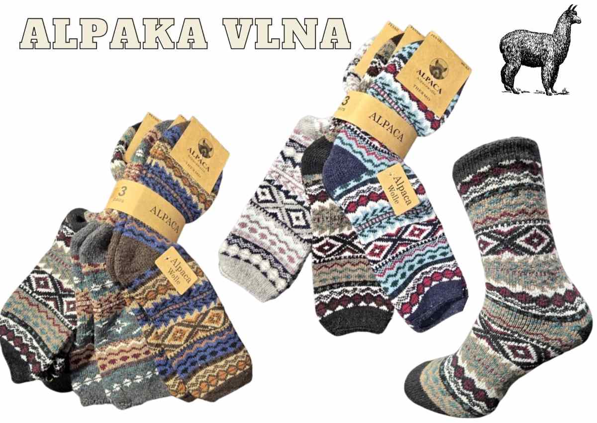 Pánské Alpaka vlna ponožky barevné 3 páry