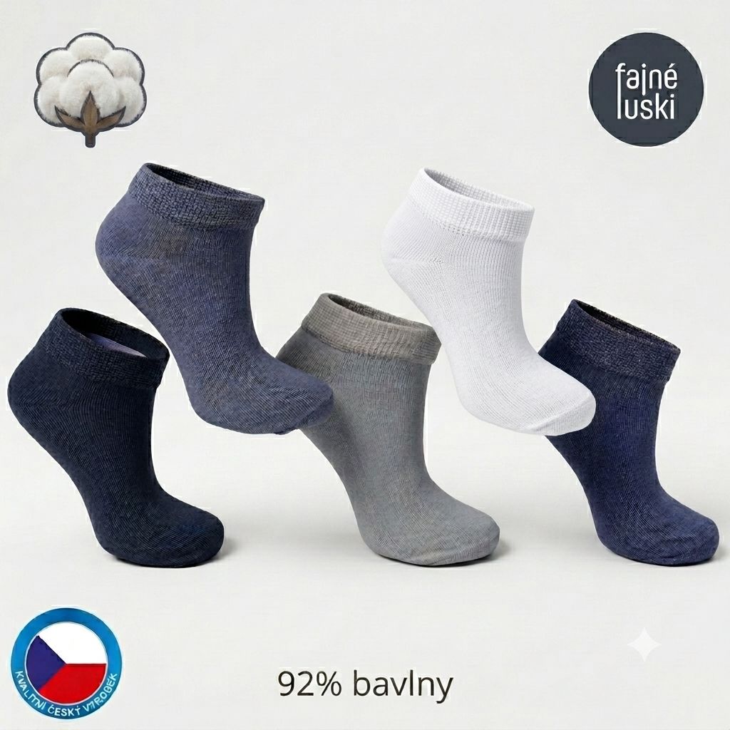 Bavlněné kotníkové ponožky 92% bavlna