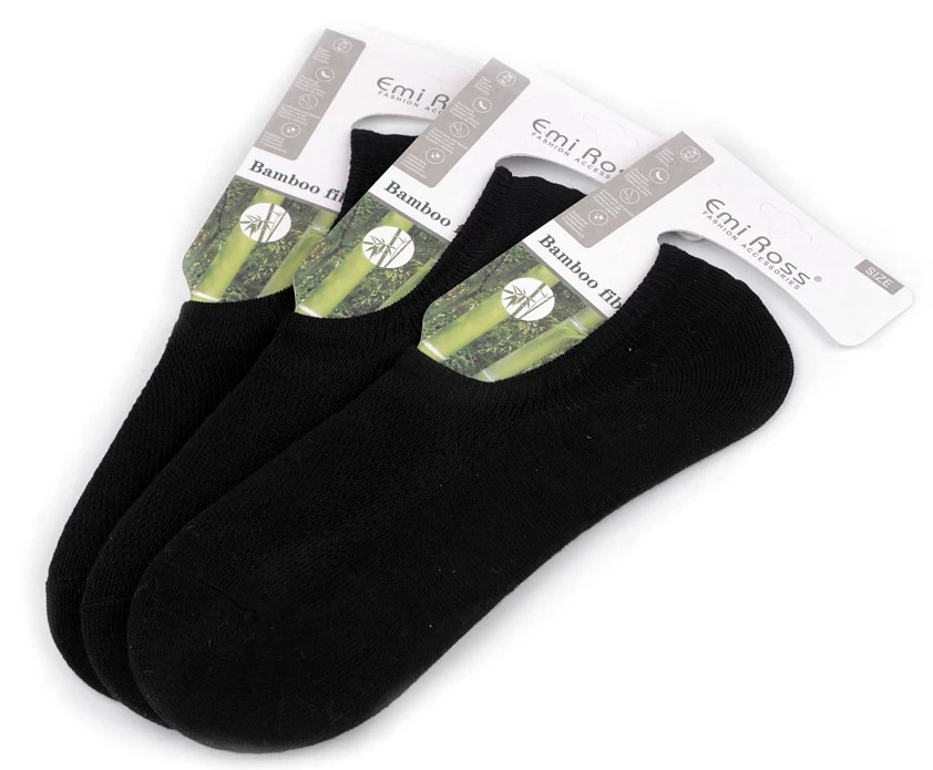 Pánské bambusové neviditelné ponožky do tenisek černá 3 páry