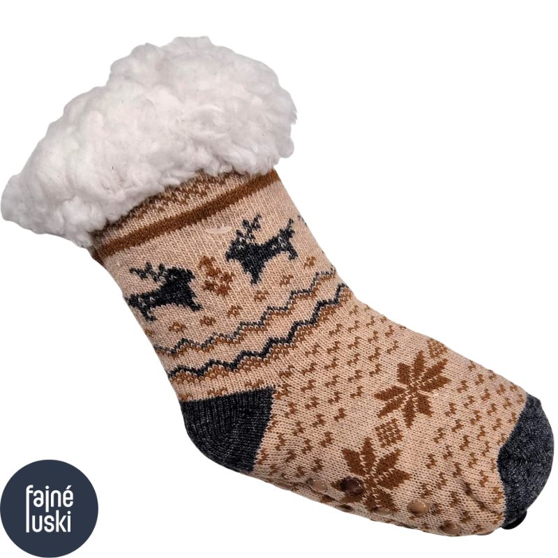 Dětské teplé ponožky s kožíškem Sobík