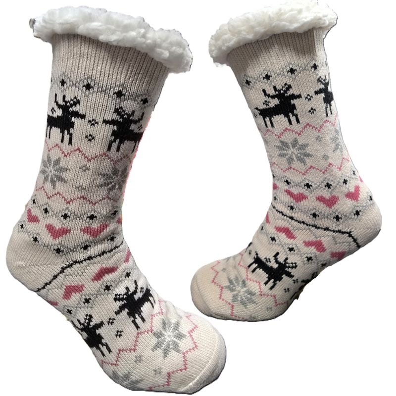 Domácí teplé ponožky s kožíškem protiskluzové srdce 2 35-38 černá