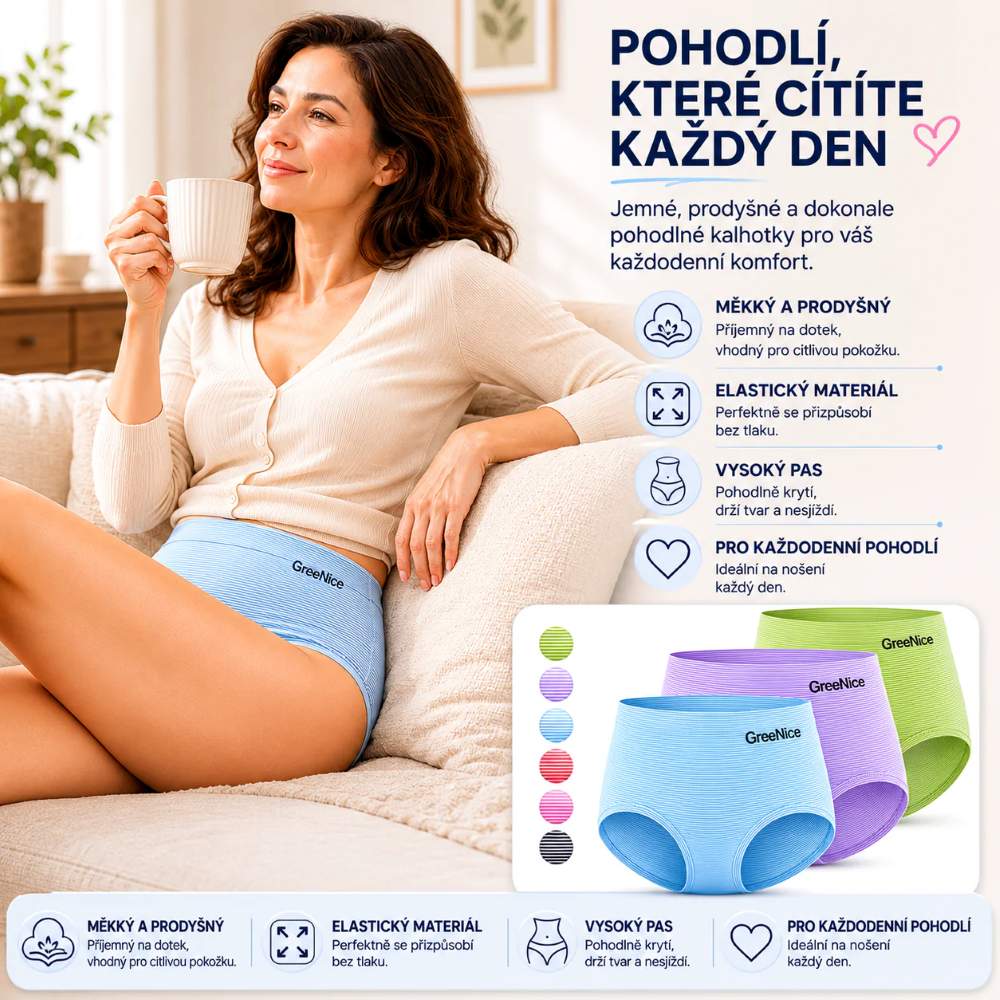 Dámské kalhotky vyšší střih bezešvé Greenice 2040 L/XL tyrkys