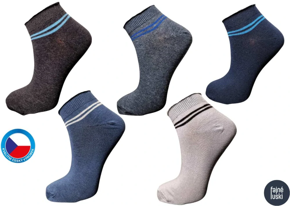 Dětské kotníkové ponožky bavlněné barvy kluk 31-34 (21-22cm) 5párů
