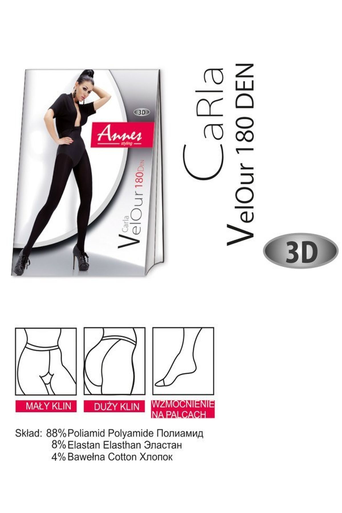 Teplé zimní punčocháče Carla Velour 180 DEN MIKROFIBRA 4/L černá