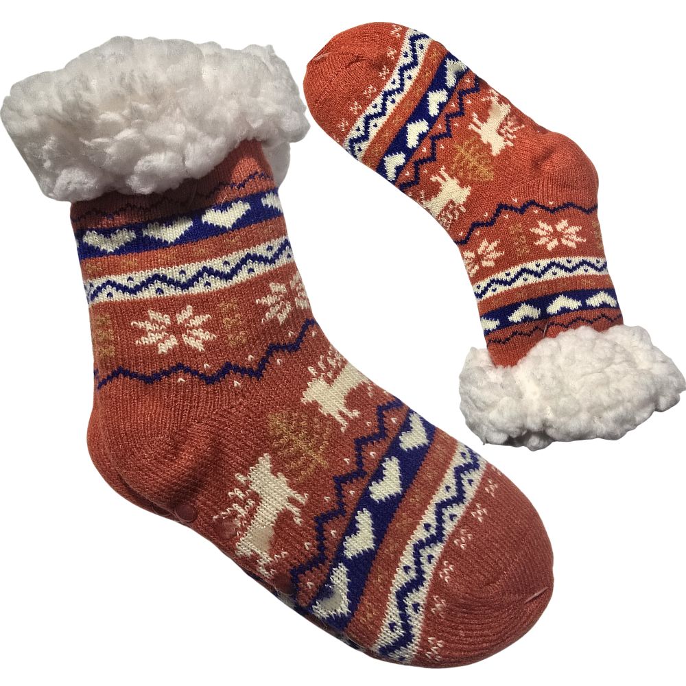 Domácí teplé dětské ponožky s kožíškem protiskluzové 29-32 světle modrá