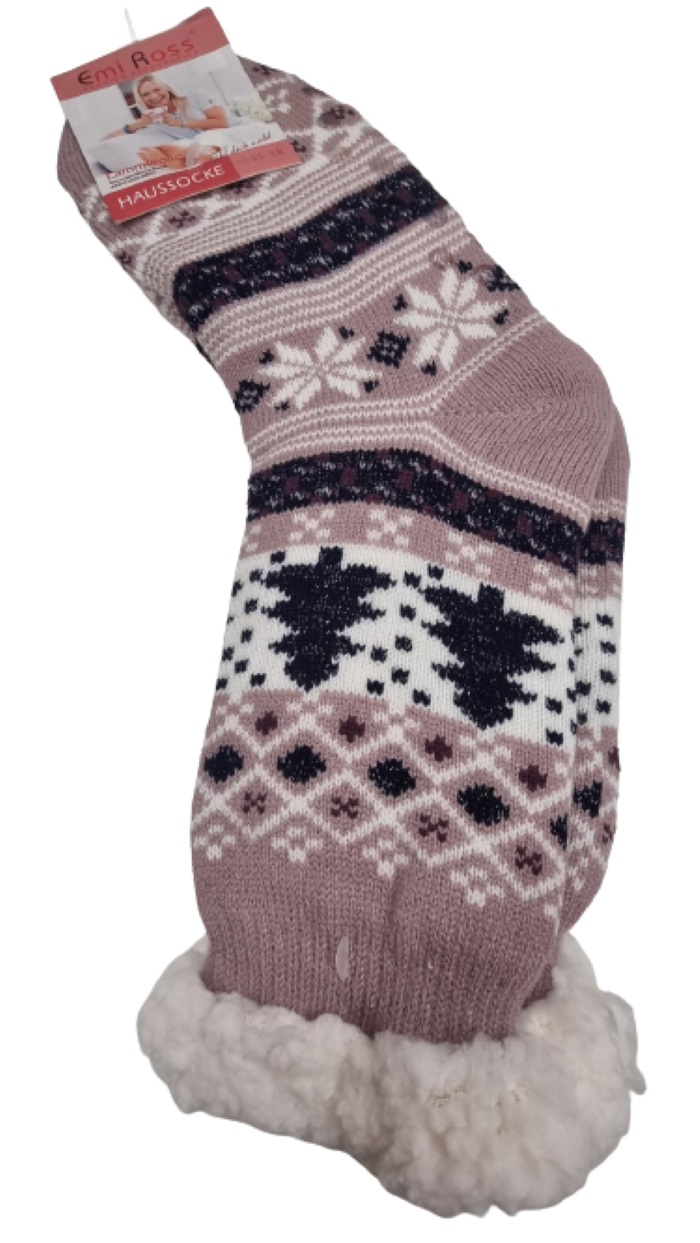Teplé ponožky s kožíškem stromeček