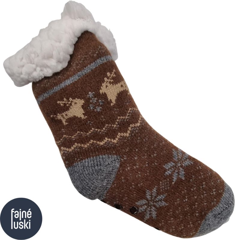 Dětské teplé ponožky s kožíškem Sobík