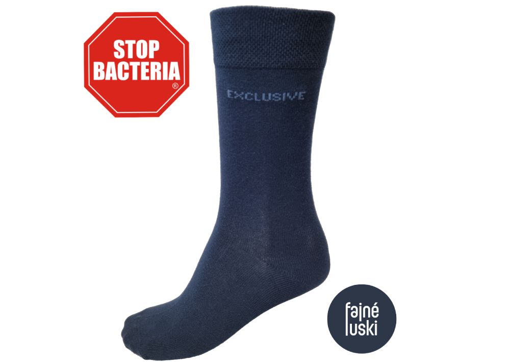 Bavlněné ponožky se stříbrným vláknem 48-49 modrá