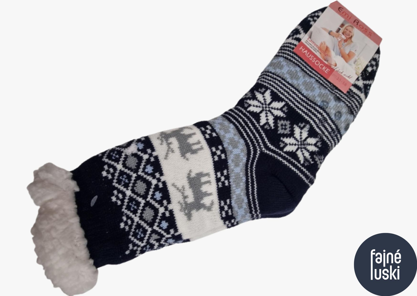 Domácí teplé ponožky s kožíškem třpytivý sobík 35-38 zelená