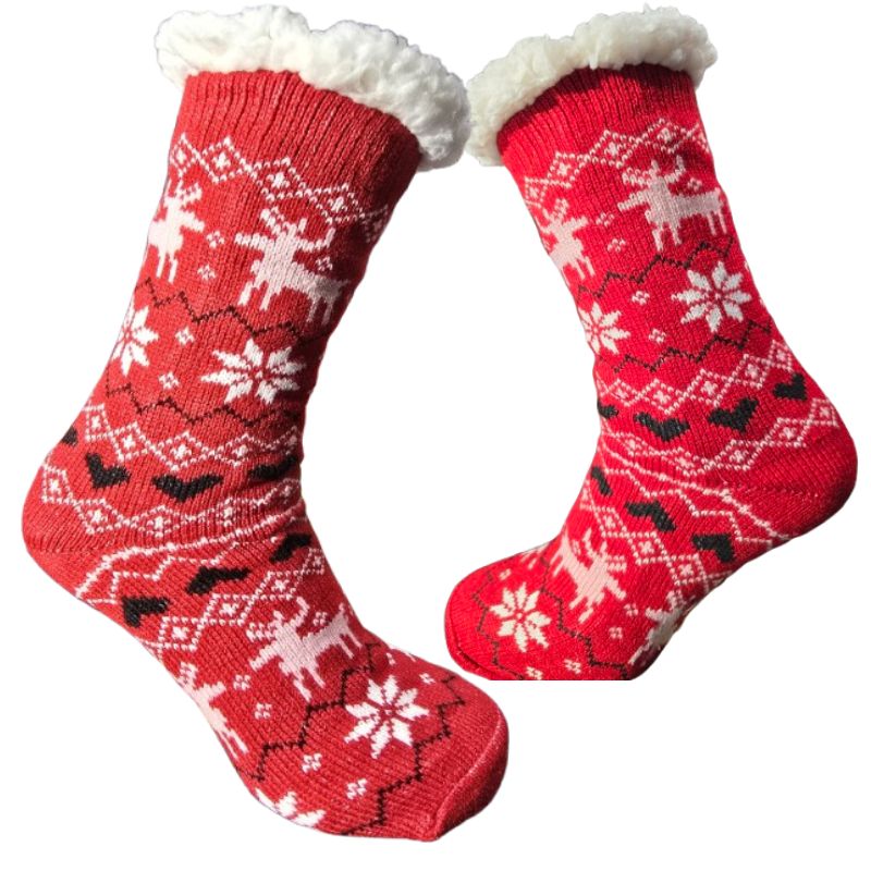 Domácí teplé ponožky s kožíškem protiskluzové srdce 2 35-38 černá