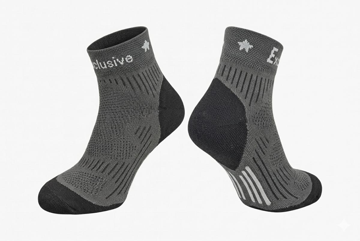 Bavlněné kotníkové sportovní elastické ponožky antibakteriální A43 45-47 šedá 