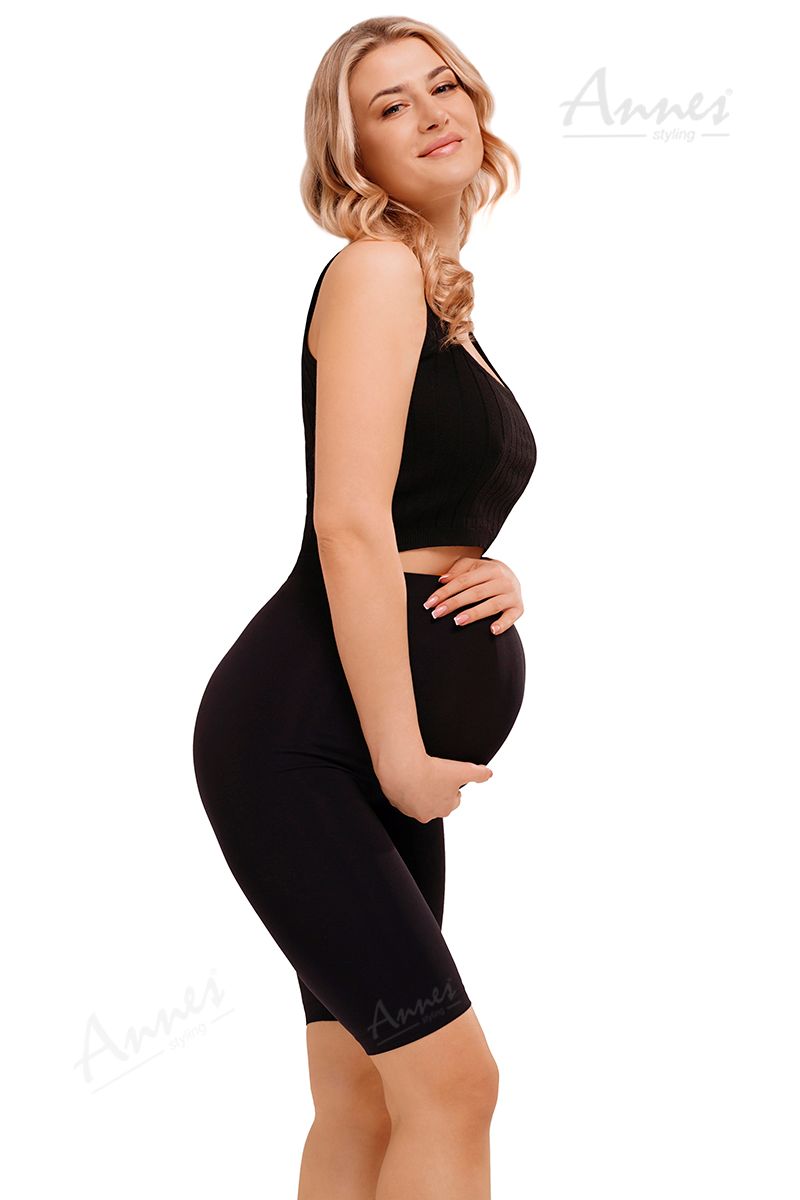 Těhotenské legíny BELLA MAMA krátké S/M černá