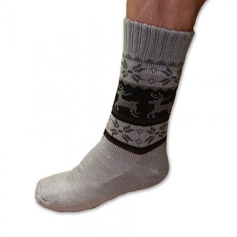 Domácí teplé pánské ponožky s kožíškem protiskluzové sobíci 39-42 šedá 