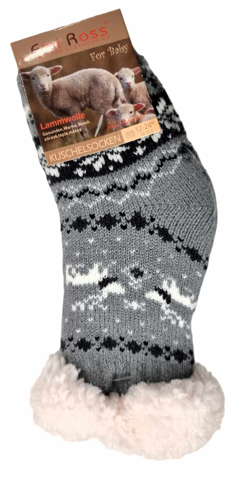 Dětské teplé ponožky s kožíškem 24-36 měsíců hnědá 