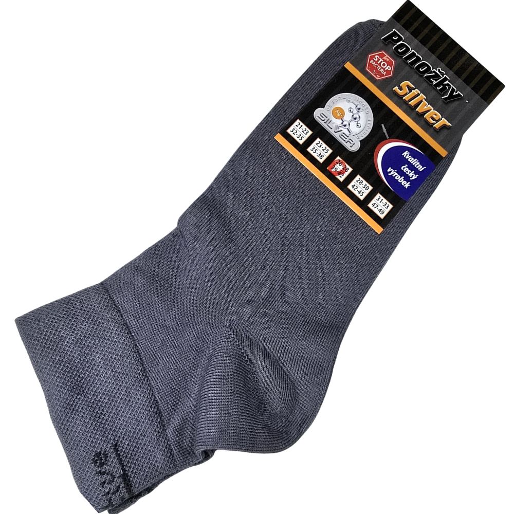 Antibakteriální kotníkové ponožky Silver Aktive 42-45 šedá