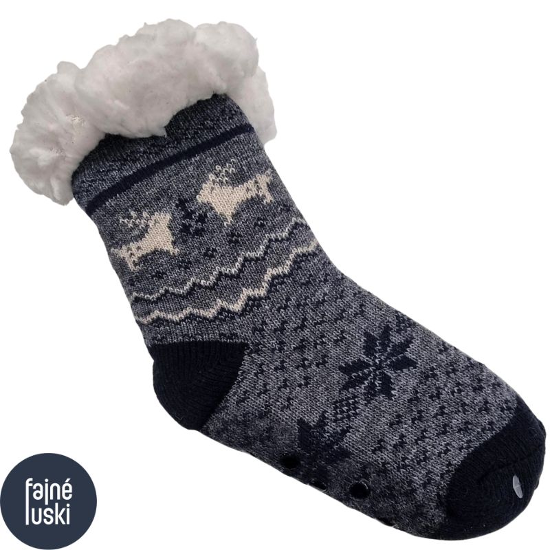 Dětské teplé ponožky s kožíškem Sobík