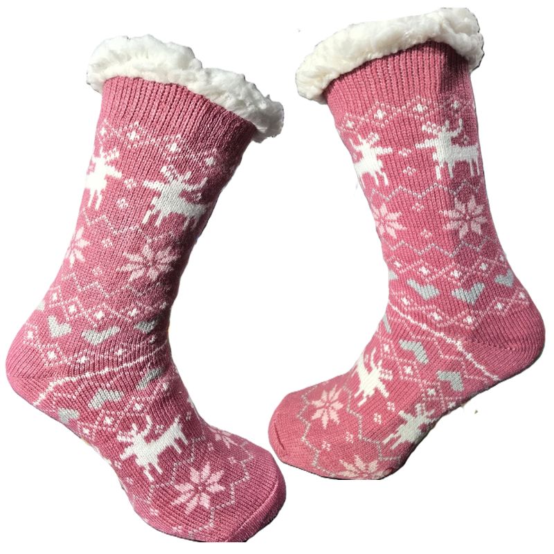 Domácí teplé ponožky s kožíškem protiskluzové srdce 2 35-38 černá