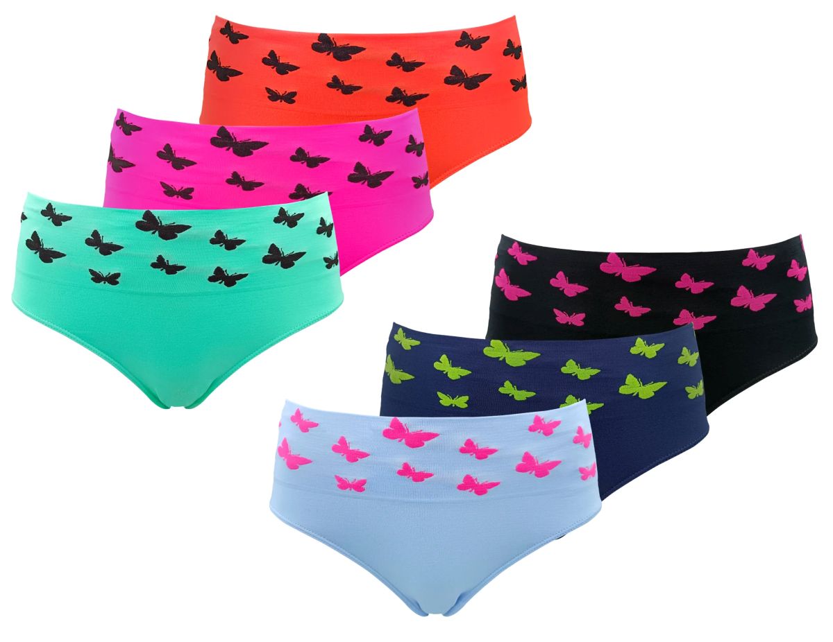 Dámské klasické bezešvé kalhotky BUTTERFLY Greenice-6751 L/XL černá